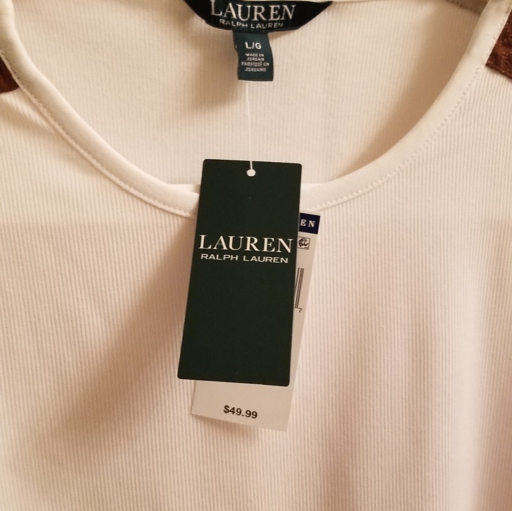 Ralph Lauren Long Sleeve Top with Zipper Shoulders - Picture 6 of 7